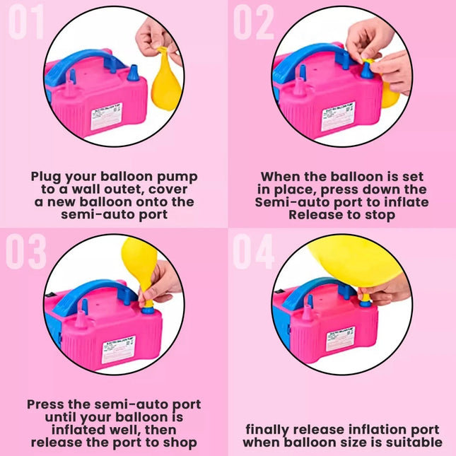 Portable 600W Electric Balloon Pump Inflator – Dual Nozzle High Power Blower (UK Plug)