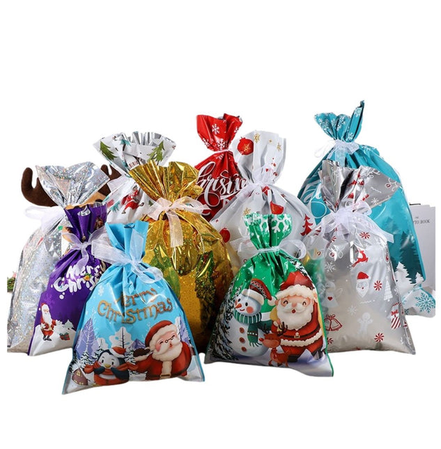 27-Pack Assorted Christmas Gift Bags – Reusable Drawstring Wrapping Bags